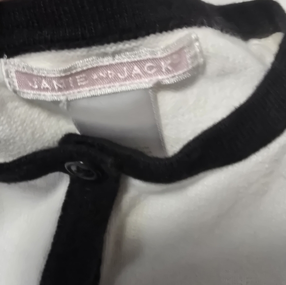 Janie and Jack Cotton White Cardigan with Black Bow Accents - Picture 7 of 11